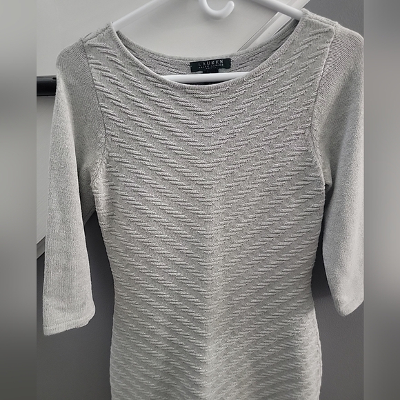 Lauren Ralph Lauren Sweater Dress Women's Small grey cotton knit classic - Picture 2 of 5